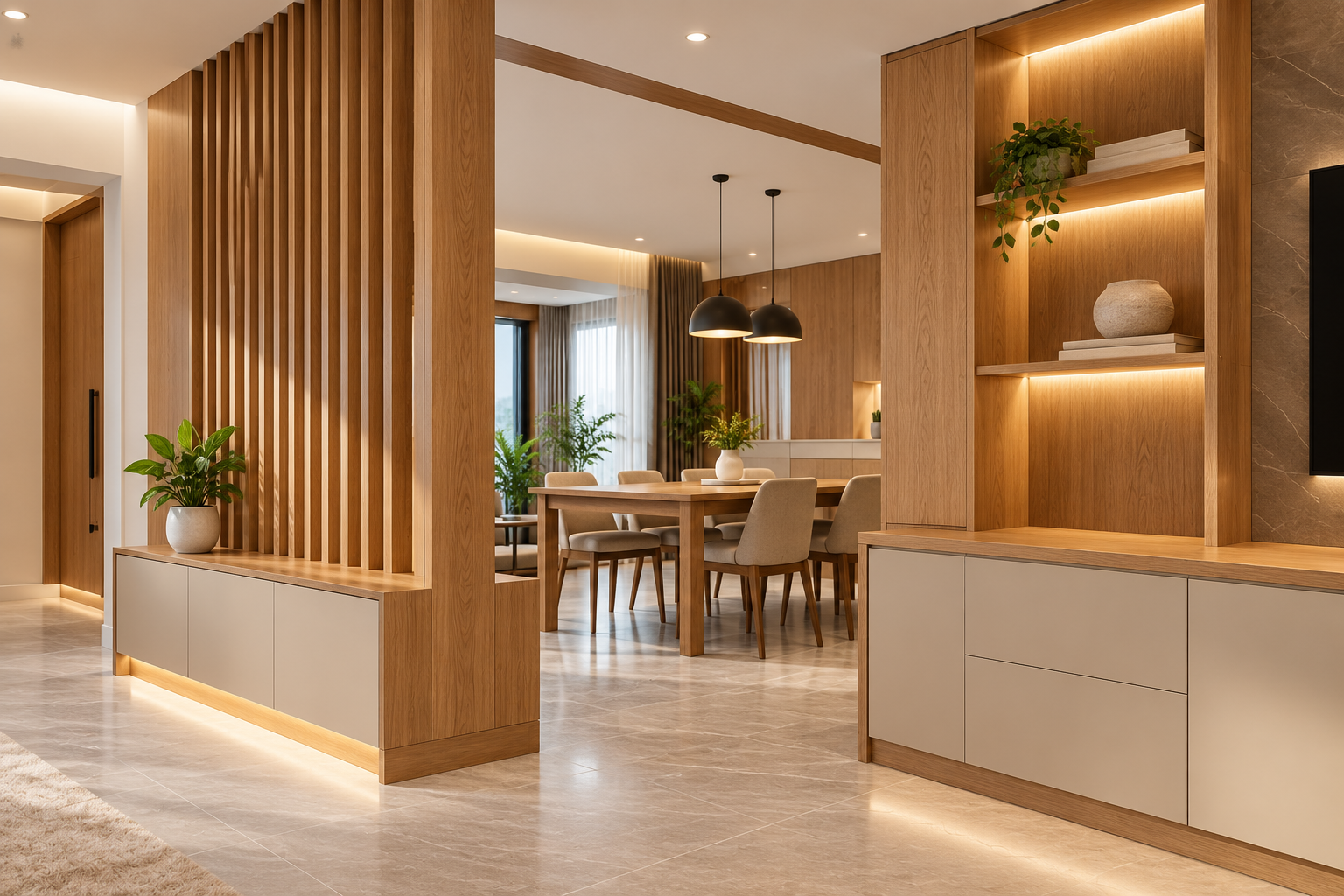 Modern wooden interior fit-out
