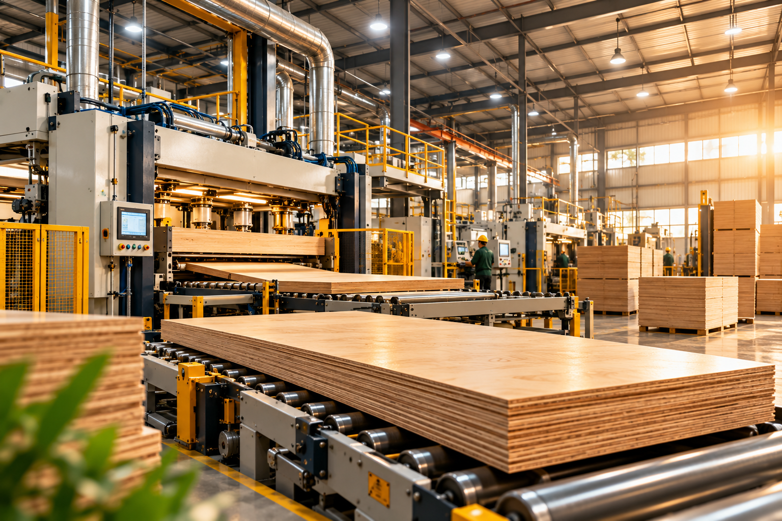 Plywood manufacturing machinery and production facility
